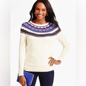 Talbots Fair Isle Fringed Sweater Size M